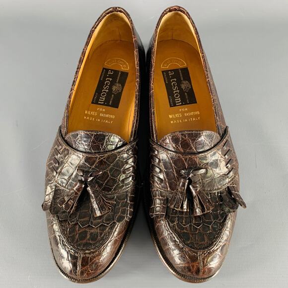 A.TESTONI Size 8.5 Brown Alligator Leather Moccasin Loafers main image 6